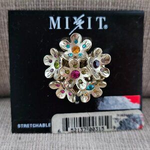 Mixit Women Ring Multi Color Crystals Fashion Jewelry Size Strechable New